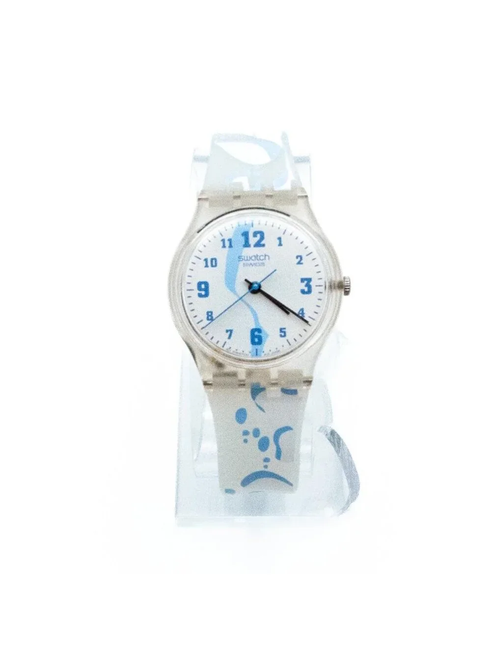 Rare Swatch Gent Access Snowpass Fresh Breeze SKK130 Clear Blue Unisex Watch
